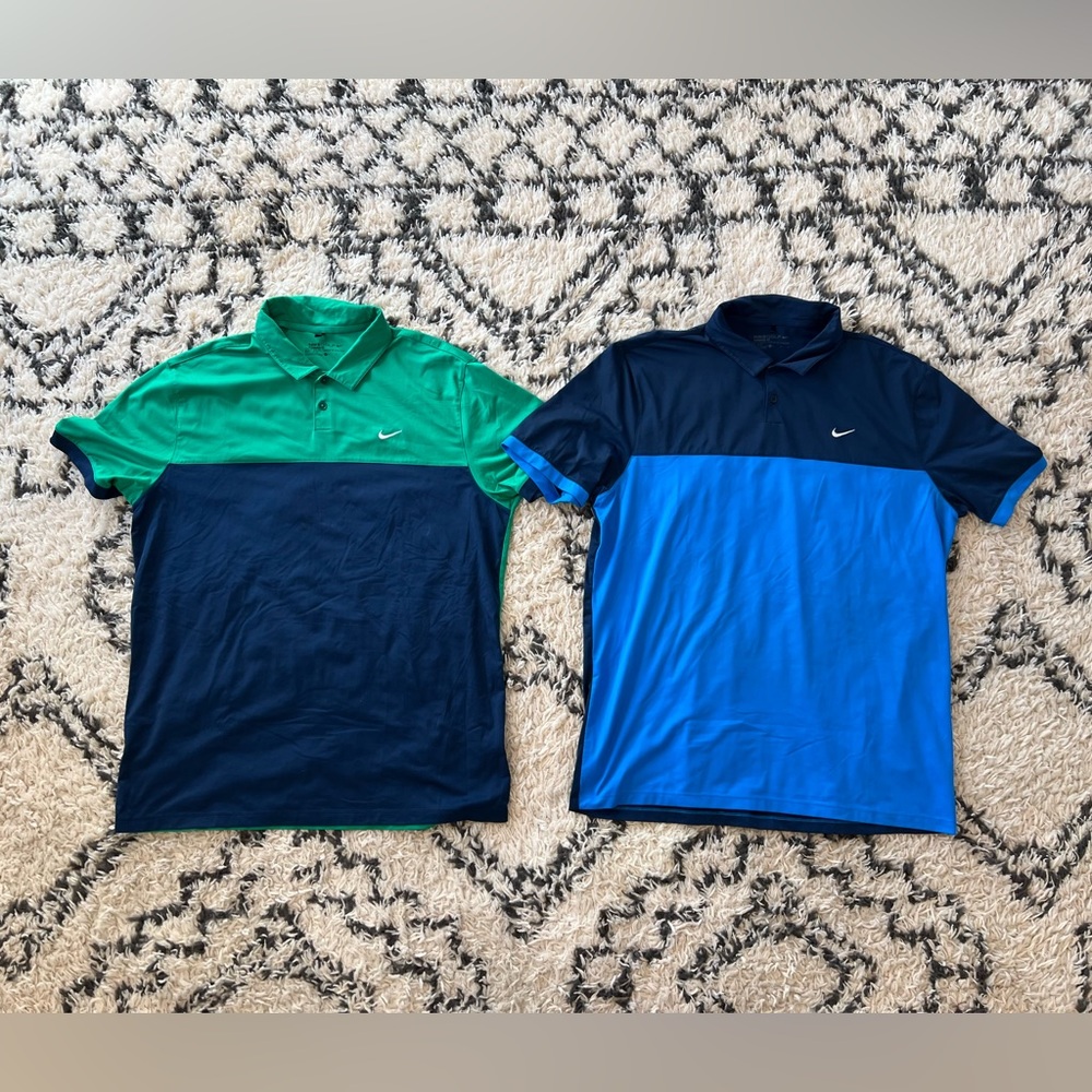 Nike Golf Dri-FIT Polo Men’s Large Green Blue Colorblock Athletic Fit Lot